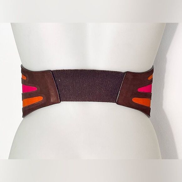 Boho Wide Leather Belt Butterfly-Inspired Design Antique Stud Accents Size Small main image 6